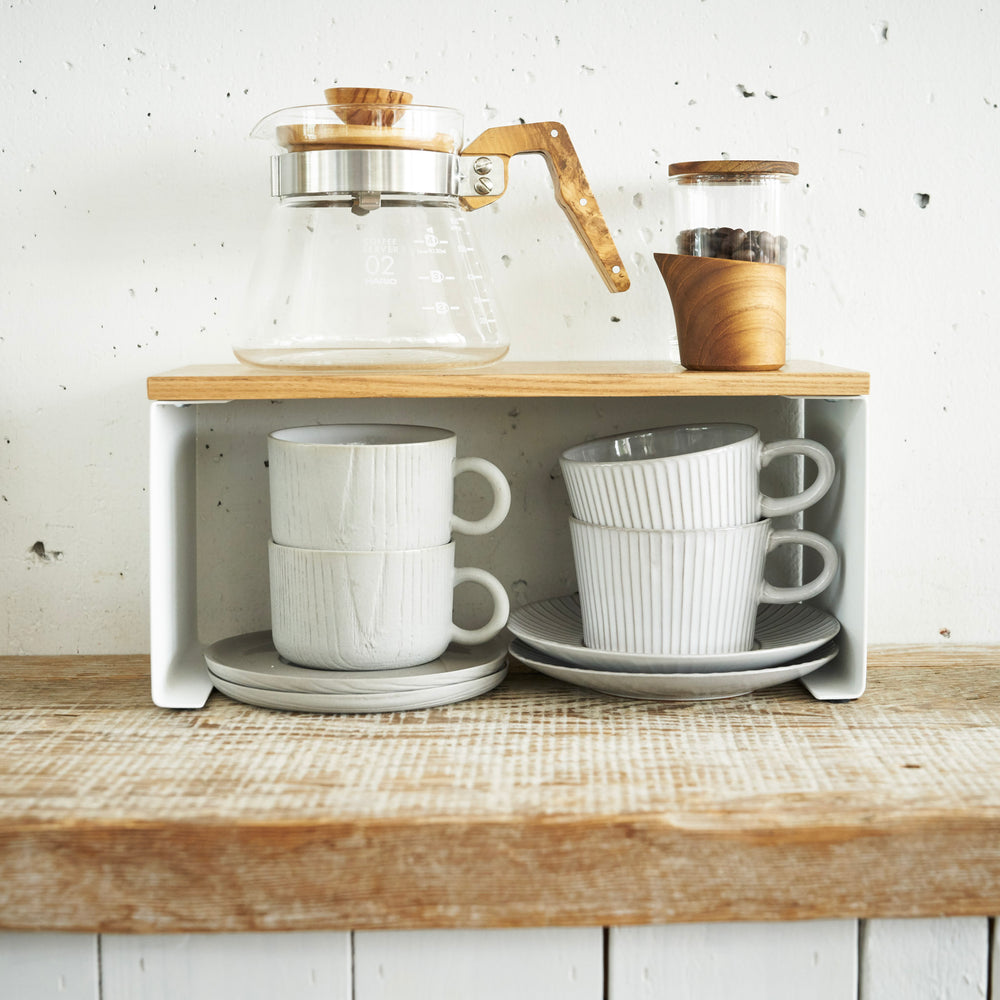 Supporto da cucina impilabile slim con piano in legno