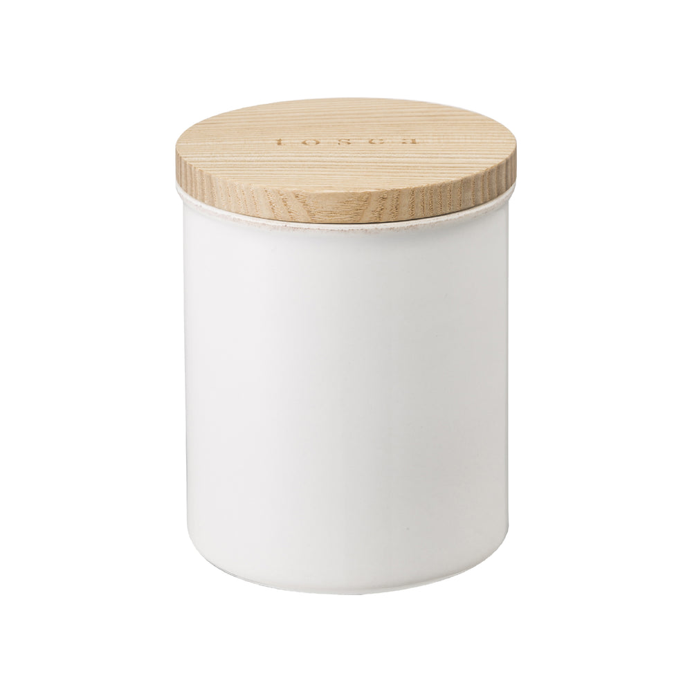Boîte ronde en céramique avec couvercle en bois