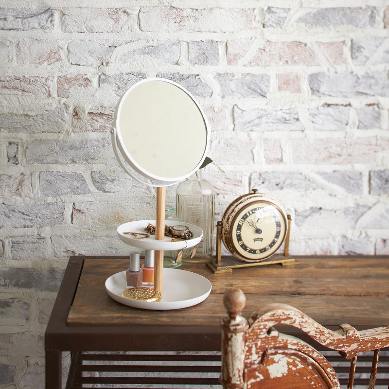 Specchio da Trucco Con Vassoio Portaoggetti