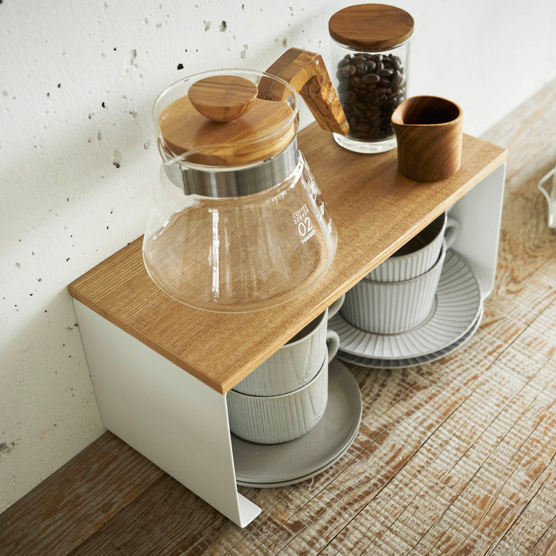 Supporto da cucina impilabile slim con piano in legno