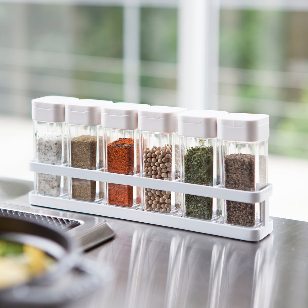Set di 6 barattoli portaspezie con supporto