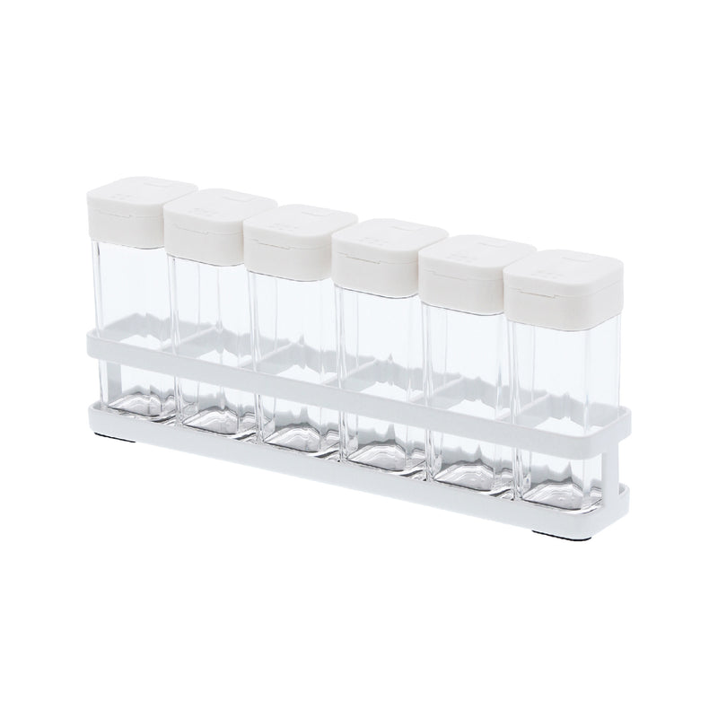 Lot de 6 bouteilles d'assaisonnement et support