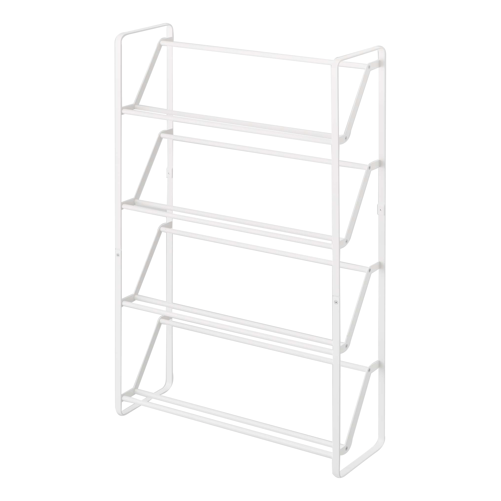 Simple Inclined Plastic Shoe Cabinet Behind The Door Of White