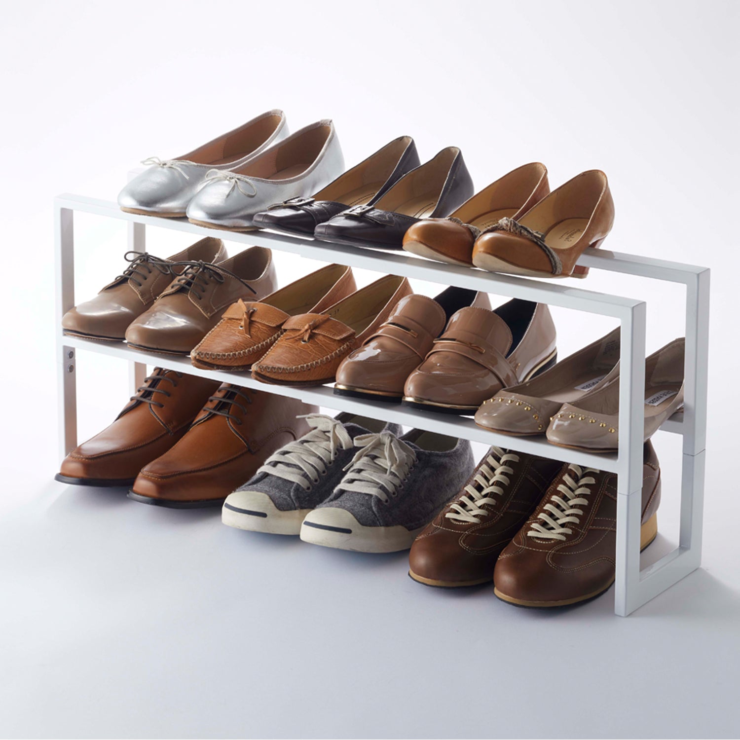 Rangement pour chaussures en bois et métal blanc Tower - Yamazaki