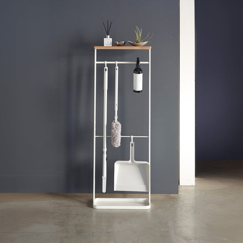 Porte-parapluie avec tablette en bois