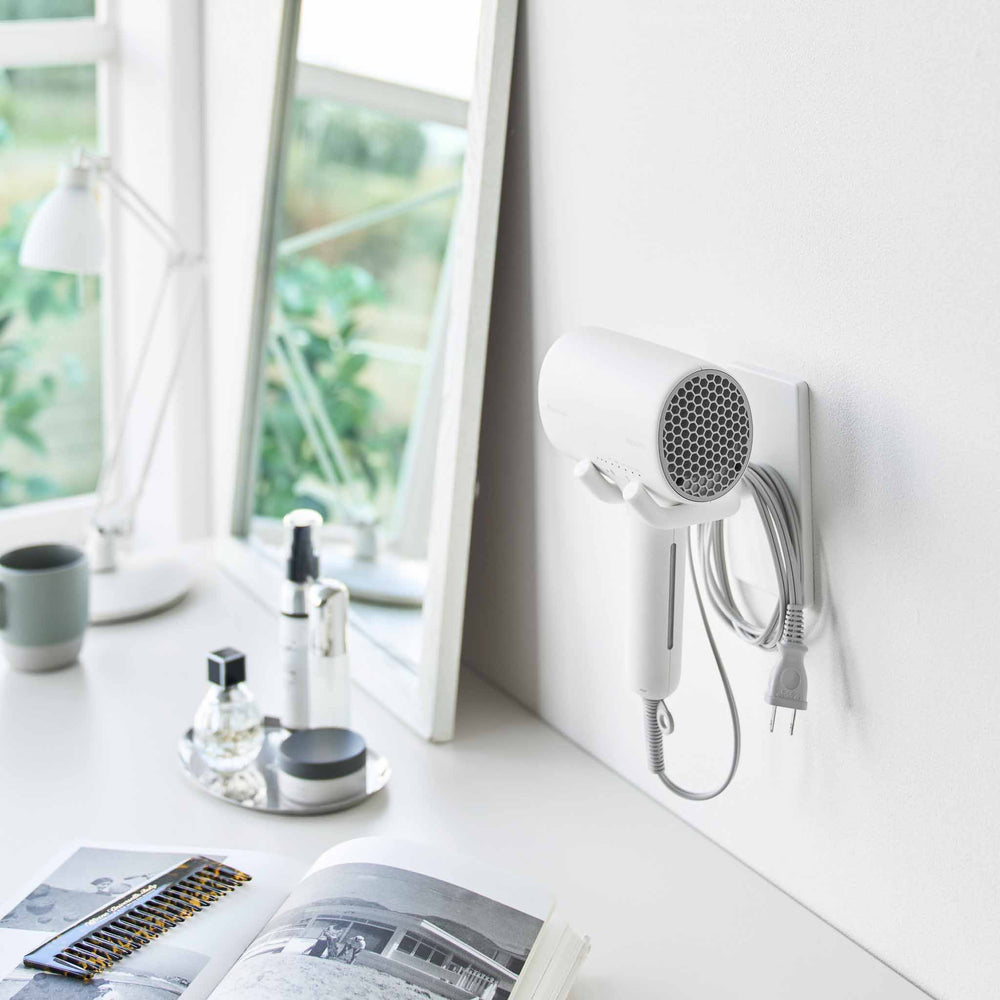 Support Porte Sèche-Cheveux Kvitoya - Acier Inoxydable Noir Mat - Fixation Murale Sans Percer Avec Rembourrage