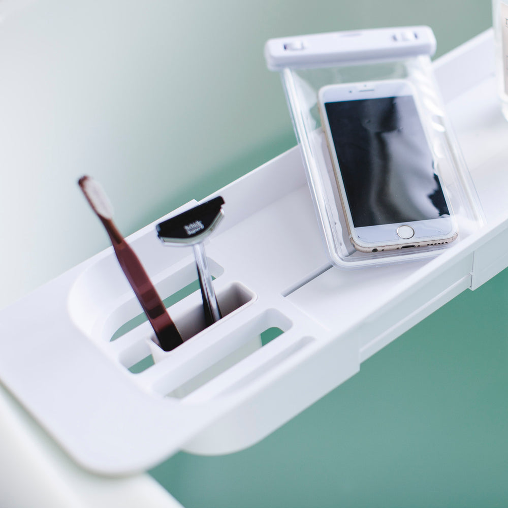 Vassoio Per Vasca Da Bagno Estensibile Bianco: Organizer Porta Libri, Bicchiere E Candele – Rilassati Con Stile!