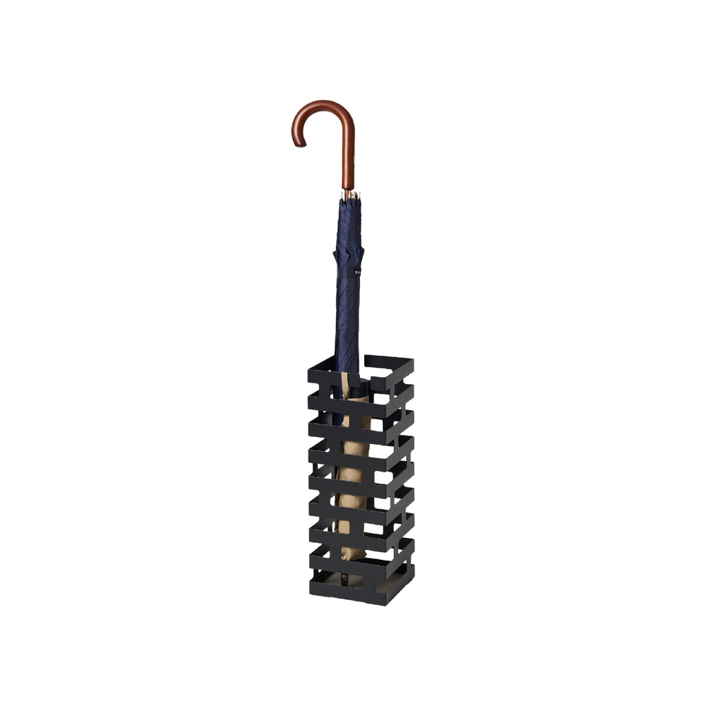 Portaombrelli Yamazaki In Metallo Nero - Design Elegante A Motivo Palmato, Per Ingresso O Casa, 46,5 Cm Di Altezza