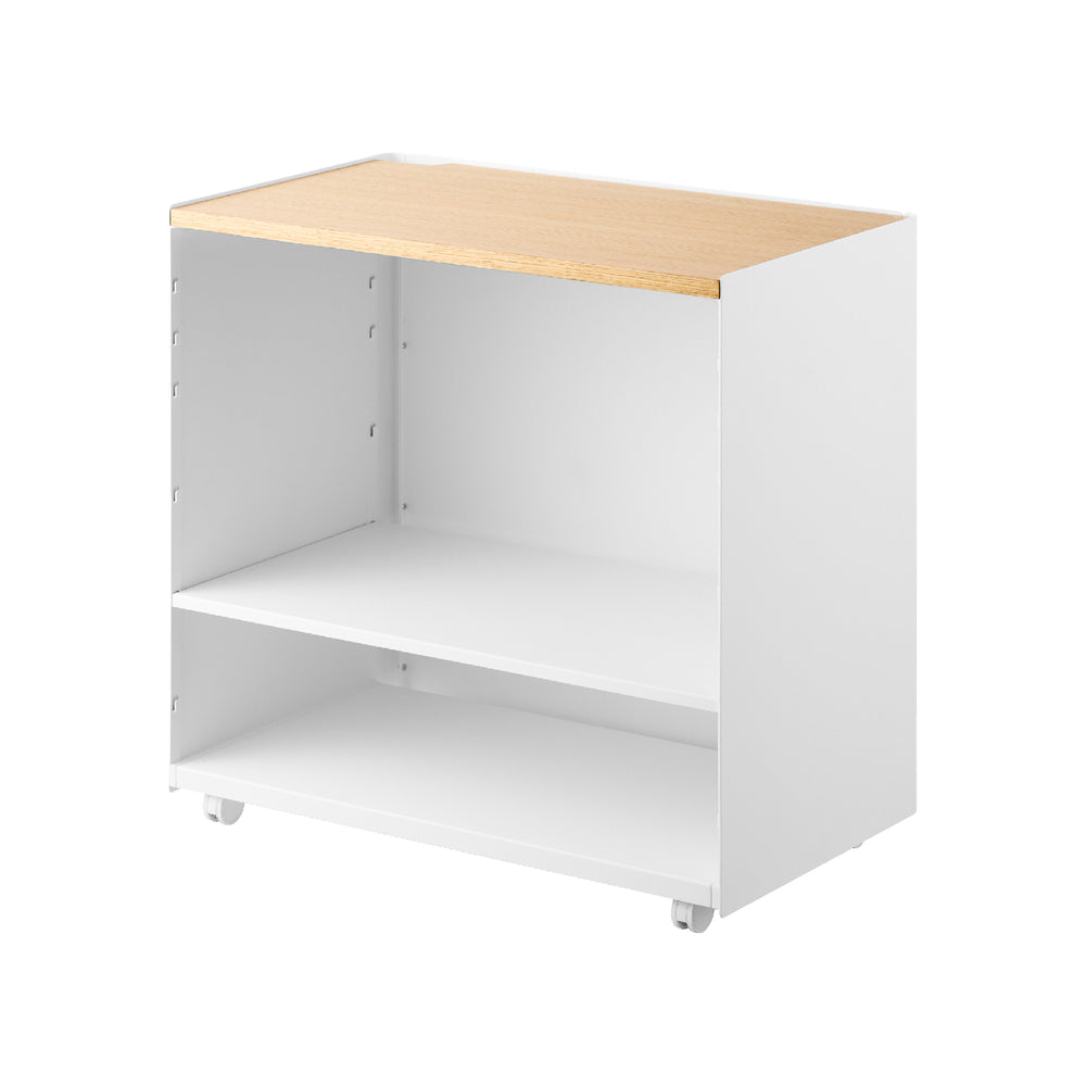 Halbgeschlossener Aufbewahrungswagen mit Holzablage – Yamazaki Home Europe