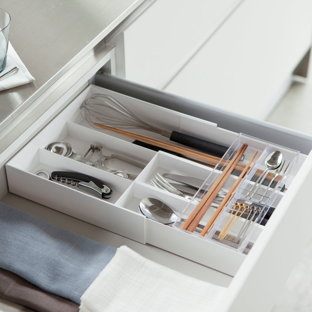 besteckkasten aufbewahrung Ausziehbarer Besteckkasten mit Aufsatz – Yamazaki Home Europe
