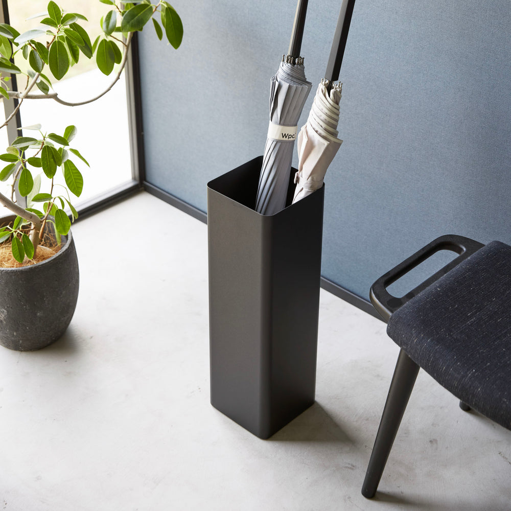 Porte-parapluie Avec Bac Gouttes - Support Canne Et Parapluie, Acier Inoxydable, Noir, Pour Entrée - 1