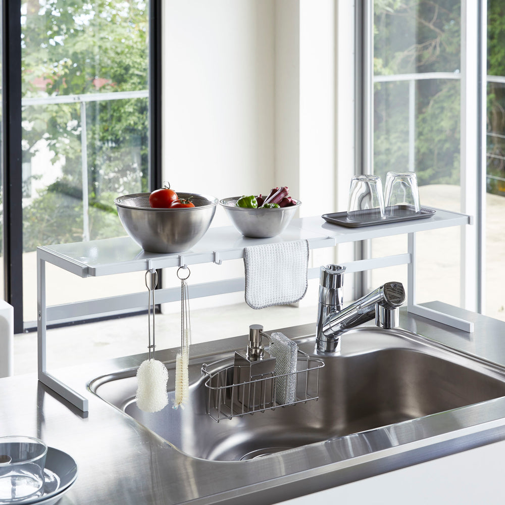 Étagère De Rangement Pour Évier Tomorotec | Télescopique Acier Inox 304, Support Torchons, Bouteilles - Jusqu'à 55 Cm