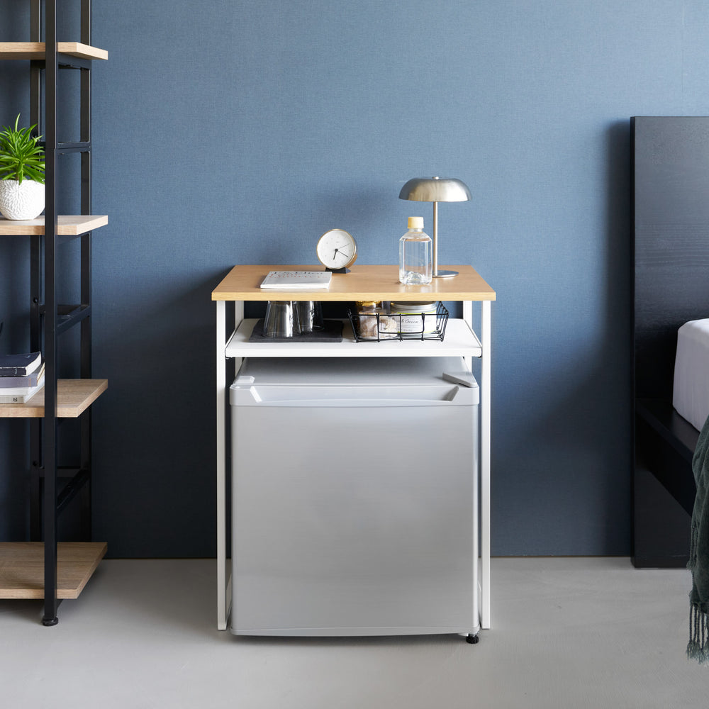 rolltisch mit aufbewahrung Tisch mit Holzablage und Ausziehplatte – Yamazaki Home Europe