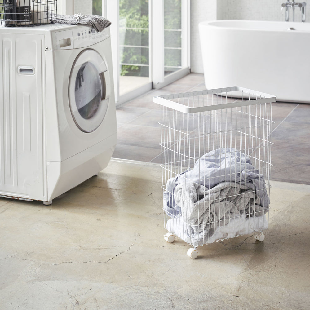 45L Panier à Linge avec roulettes,Pliable Mince Panier à Linge avec
