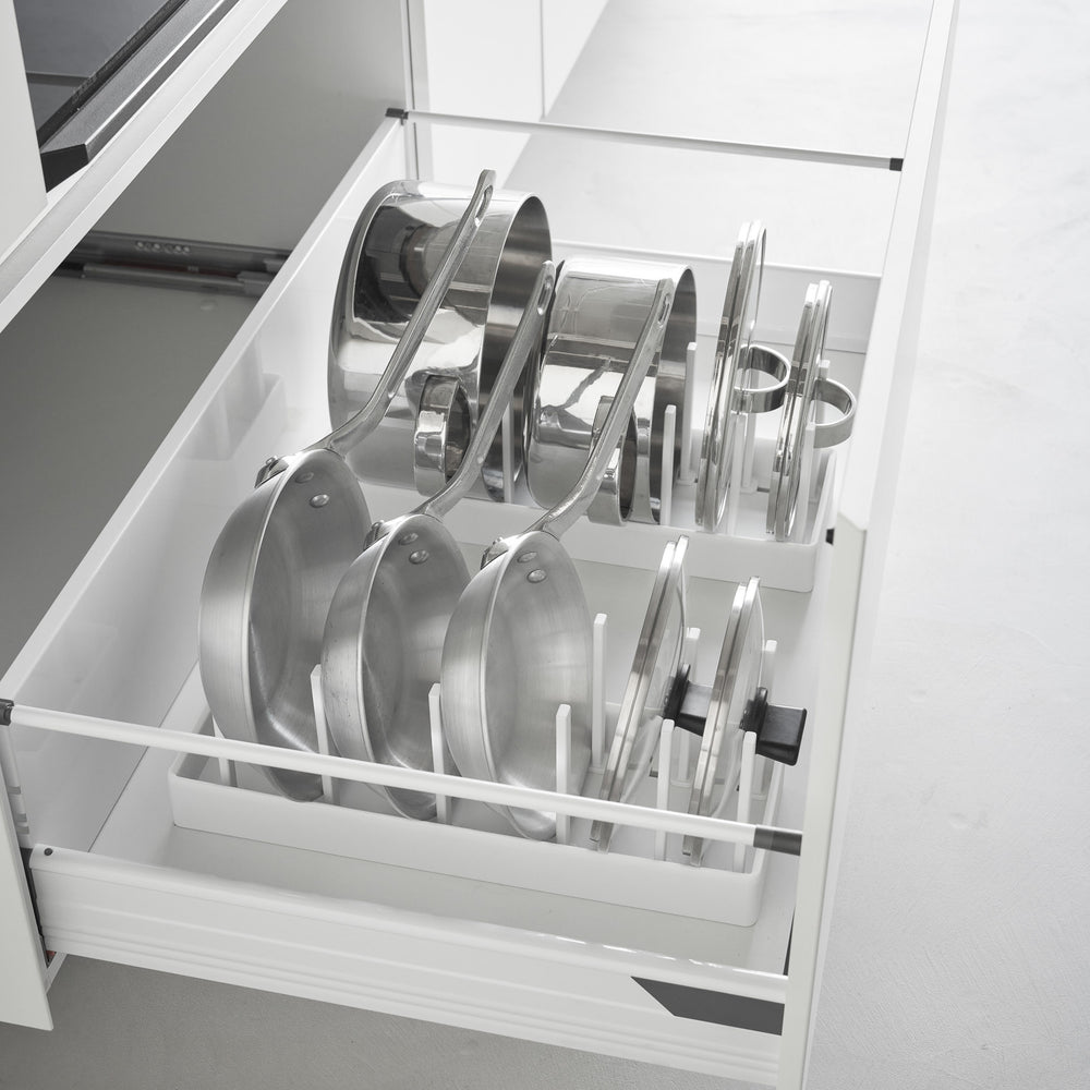topf aufbewahrung ikea Breitenverstellbarer Topf- & Pfannen-Organizer – Yamazaki Home Europe