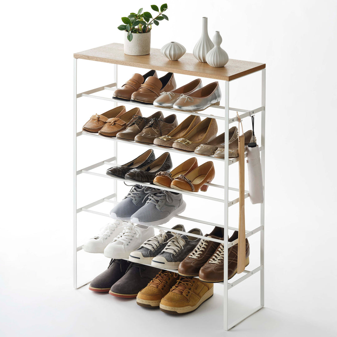 6 Tiered Shoe Rack with Wooden Top Board